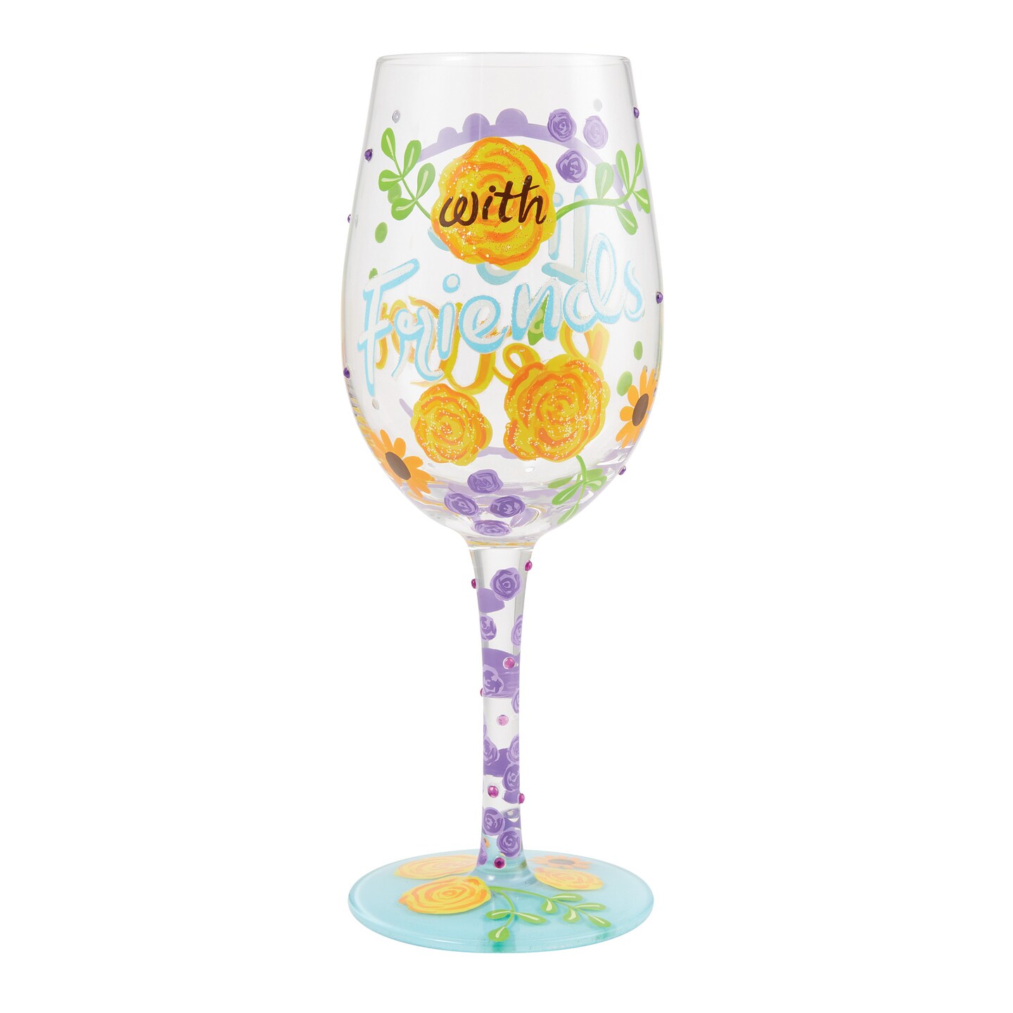 Lolita Life with Friends Hand Painted Wine Glass 9in H