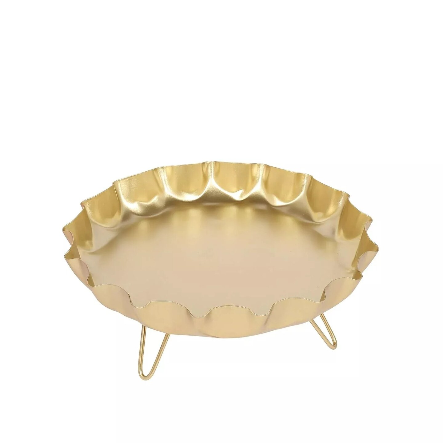 12&#x22; Metal Gold Round Crown Cap Dessert Display Stand Cake Serving Tray Party