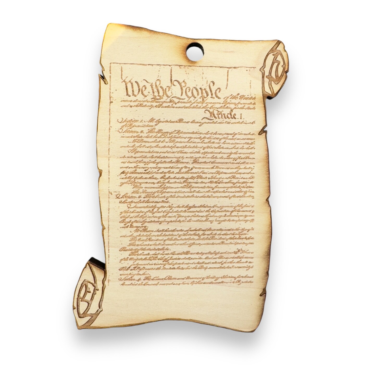Scroll We The People - Ornament Raw Wood Scroll We The People - Ornament Raw Wood