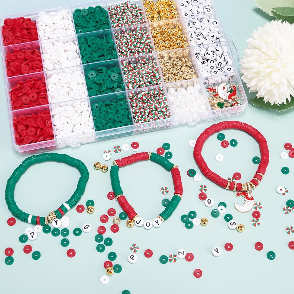 Christmas Bracelet Making Kit Friendship Gold Beads Clay Beads Jewelry&#x26;Bracelet Making Kit Charm Bracelet Maker Set with Letter Beaded Kit Birthday Gift