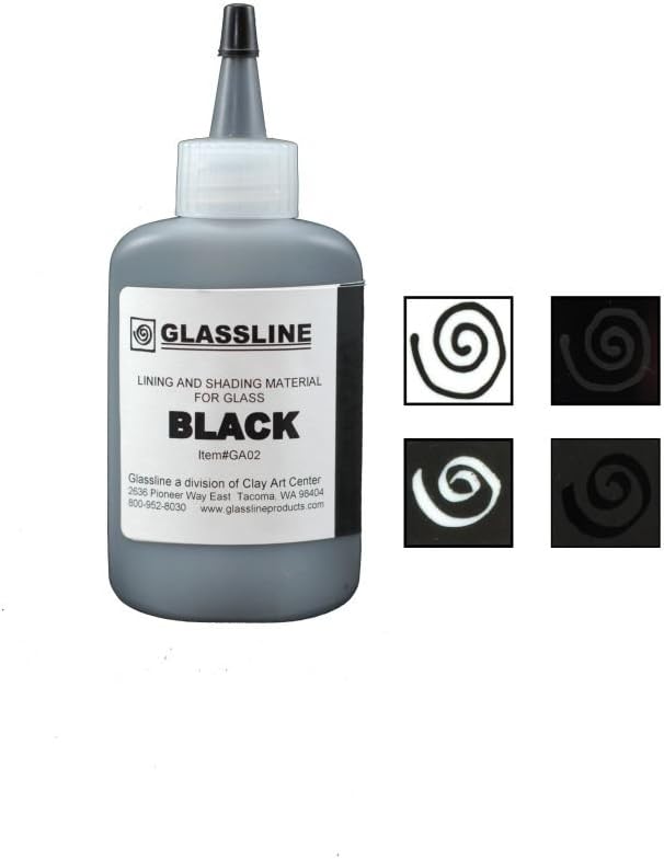 Black Glassline Lead-Free Fusing Glass Paint Bottle Pen 2oz.