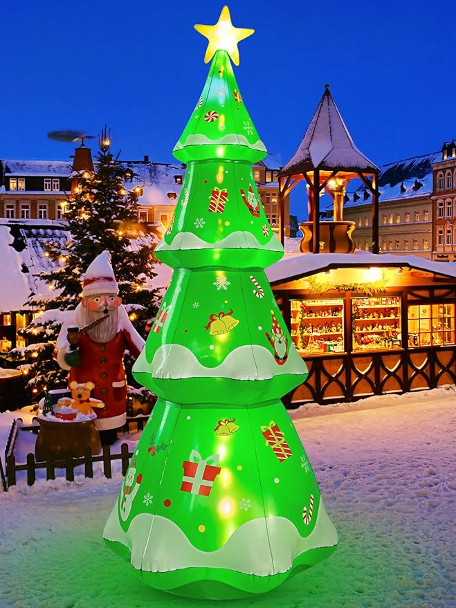 Outdoor Decorations, Christmas Inflatable Outdoor Decoration with Build in Bright LED Lights, Blow Up Christmas Decorations Outdoor for Yard, Garden, Lawn