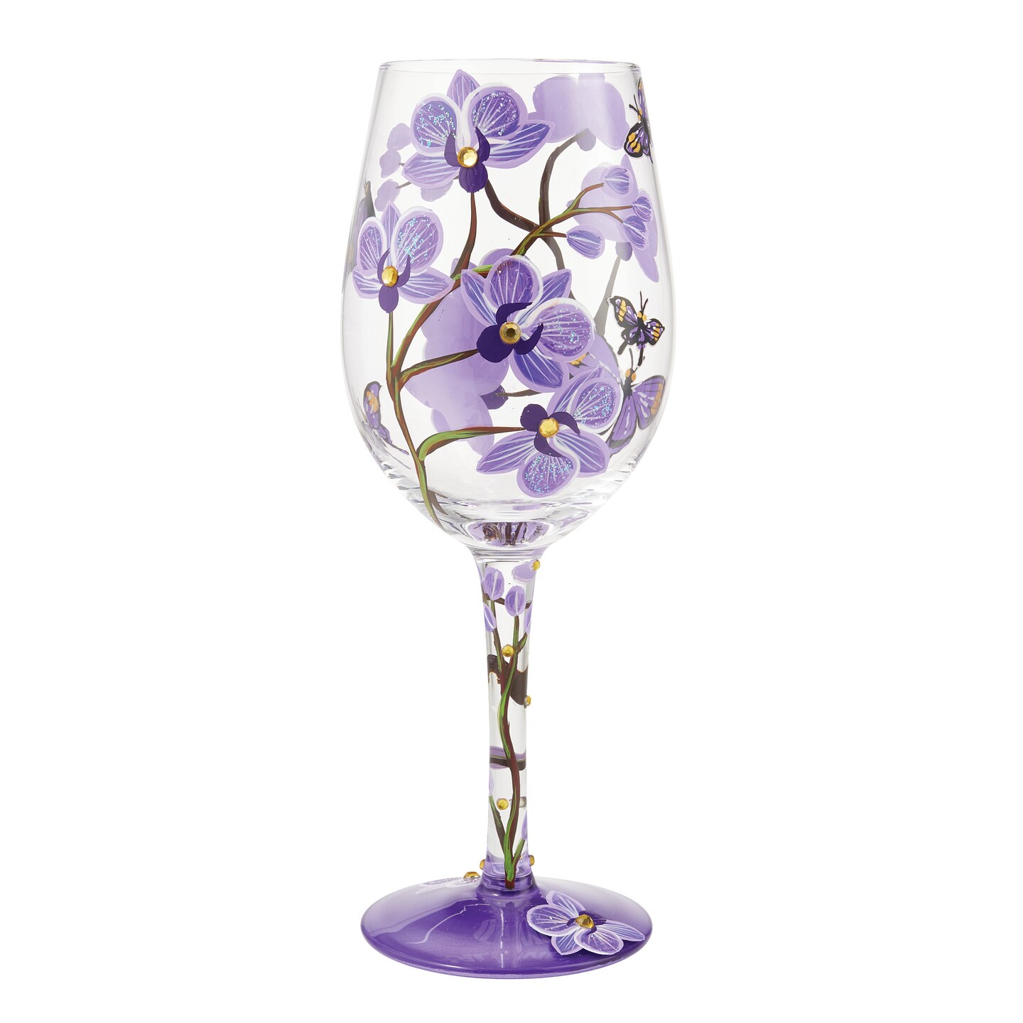 Lolita Butterfly Jubilee Hand Painted Wine Glass 9in H