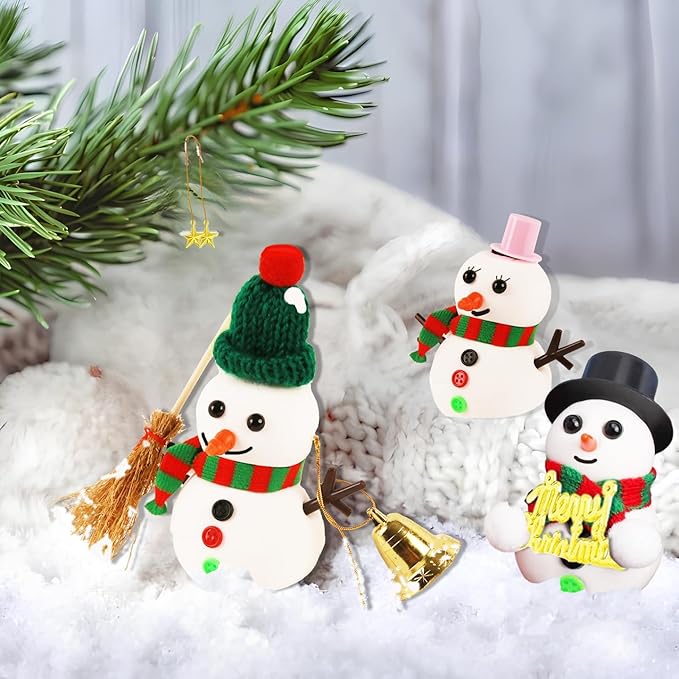 12 Pack Christmas Snowman Crafts for Kids Modeling Clay Snowman DIY Kit Christmas Decoration Air Dry Modeling Clay for Winter Party DIY Gift for Kid