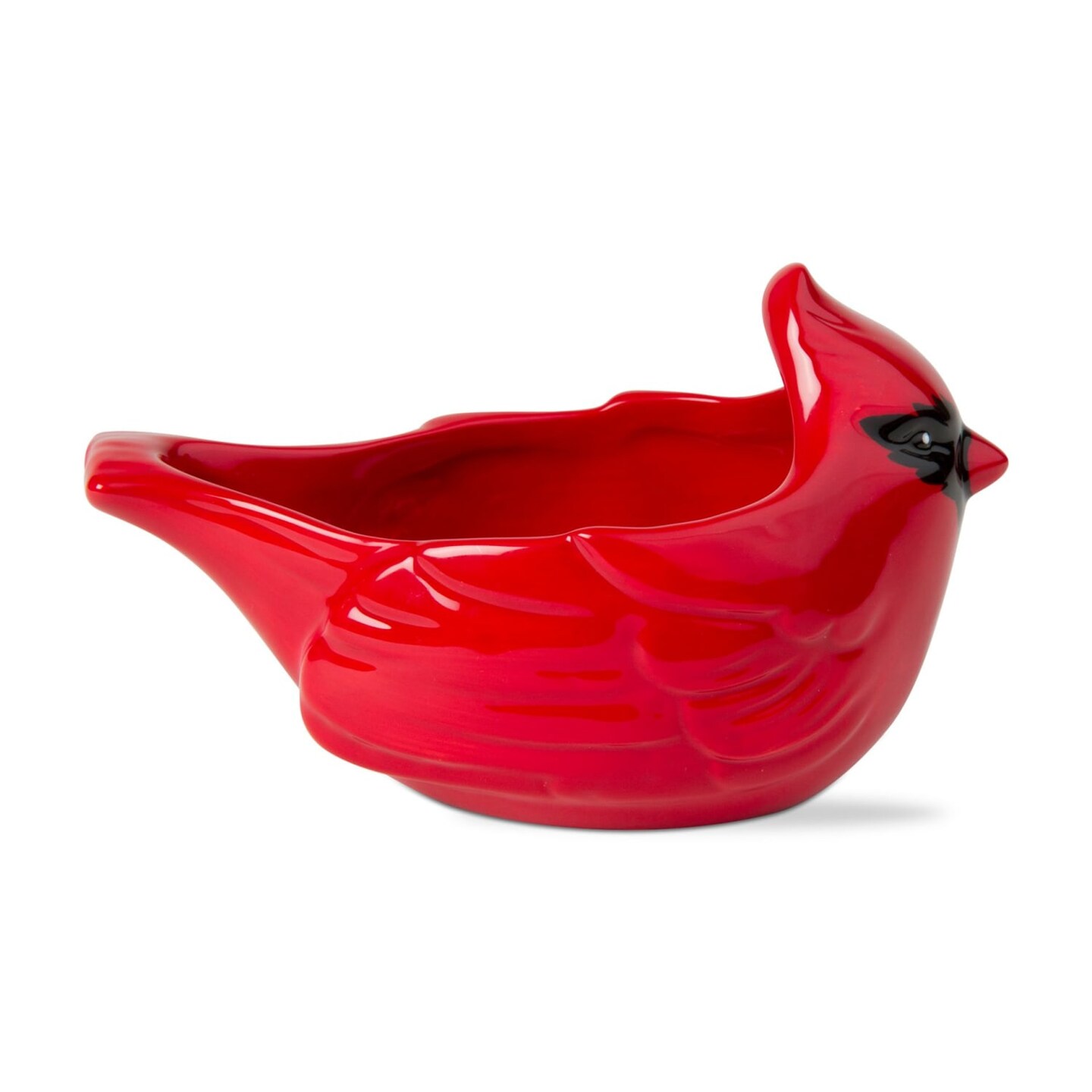 TAG Red Cardinal Dinnerware Bowl, Vibrant Red Festive Decorative Hand Painted Earthenware Bird Shaped Bowl, 9 oz