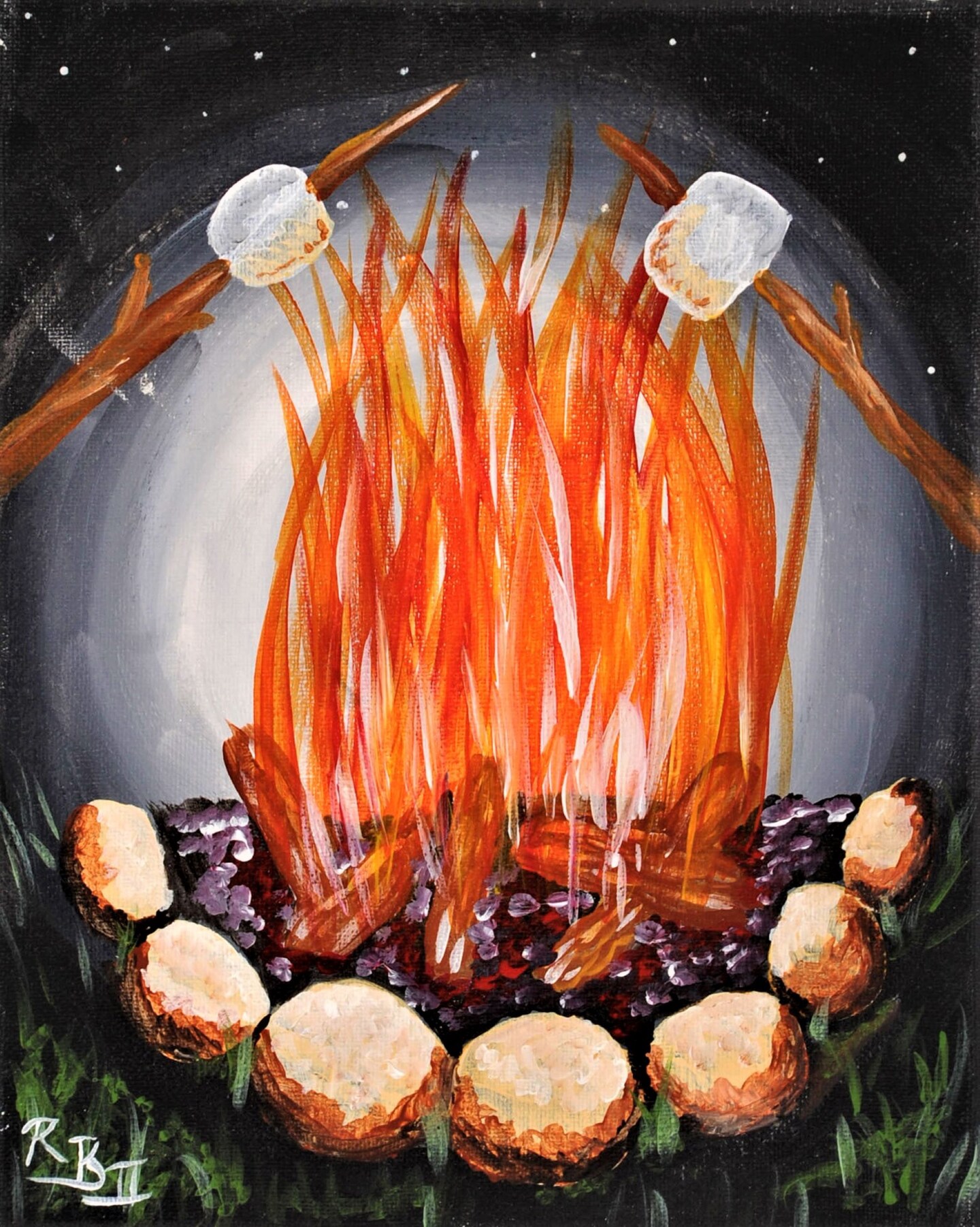 Paint Kit - Campfire Dreams Acrylic Painting Kit &#x26; Video Lesson, DIY Craft, Beginner Painting, Paint At Home