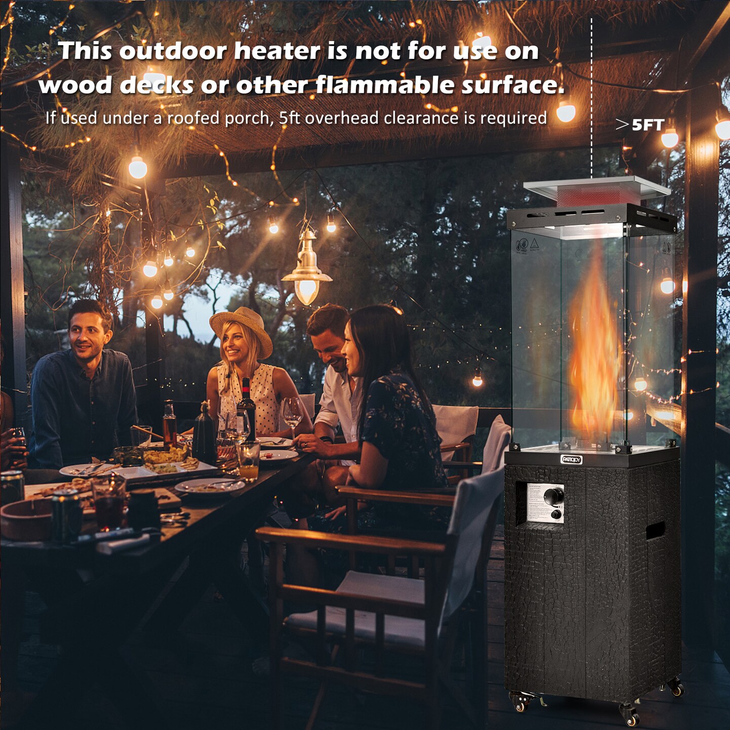 Propane Patio Heater with 41,000 BTU, Wheels and Waterproof Cover