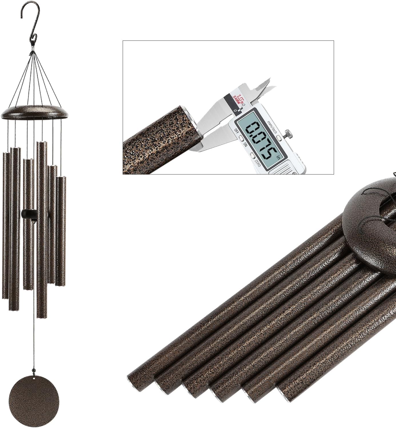 Large 40&#x22; Wind-Chimes-Outdoor-Deep-Tone, Soothing Melodic Tones Windchimes, Wind Chimes for Outside, Brown Memorial Wind Chime Best Gift for Mom Women Grandma Neighbors