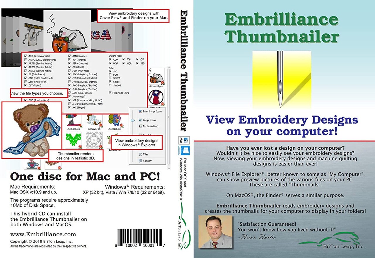 Embrilliance Thumbnailer Software for Mac and PC