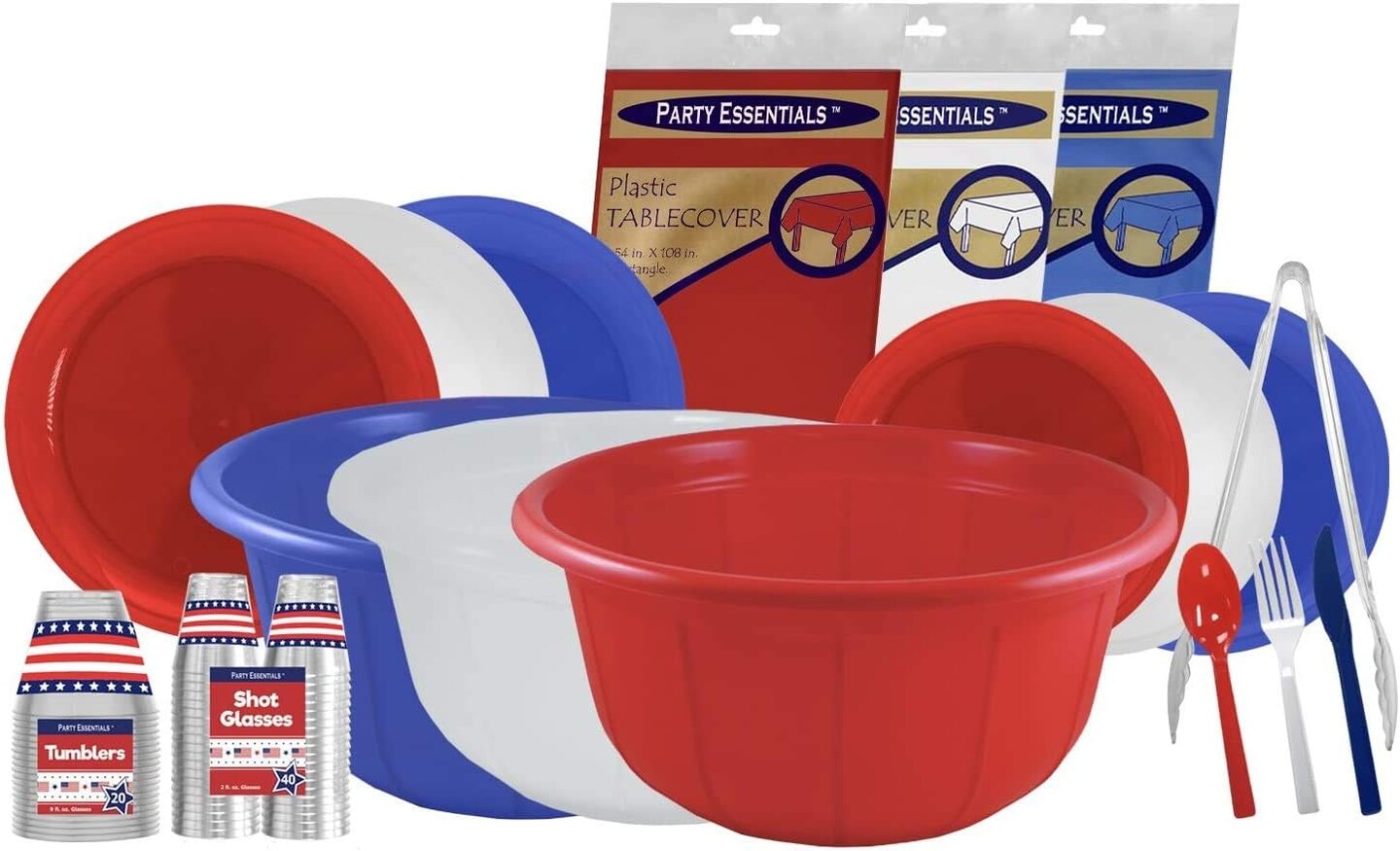 51PCS Patriotic Red, White & Blue Plastic Cutlery Combo Pack – Disposable Hard Plastic Forks, Knives & Spoons for Party Supplies & Celebrations