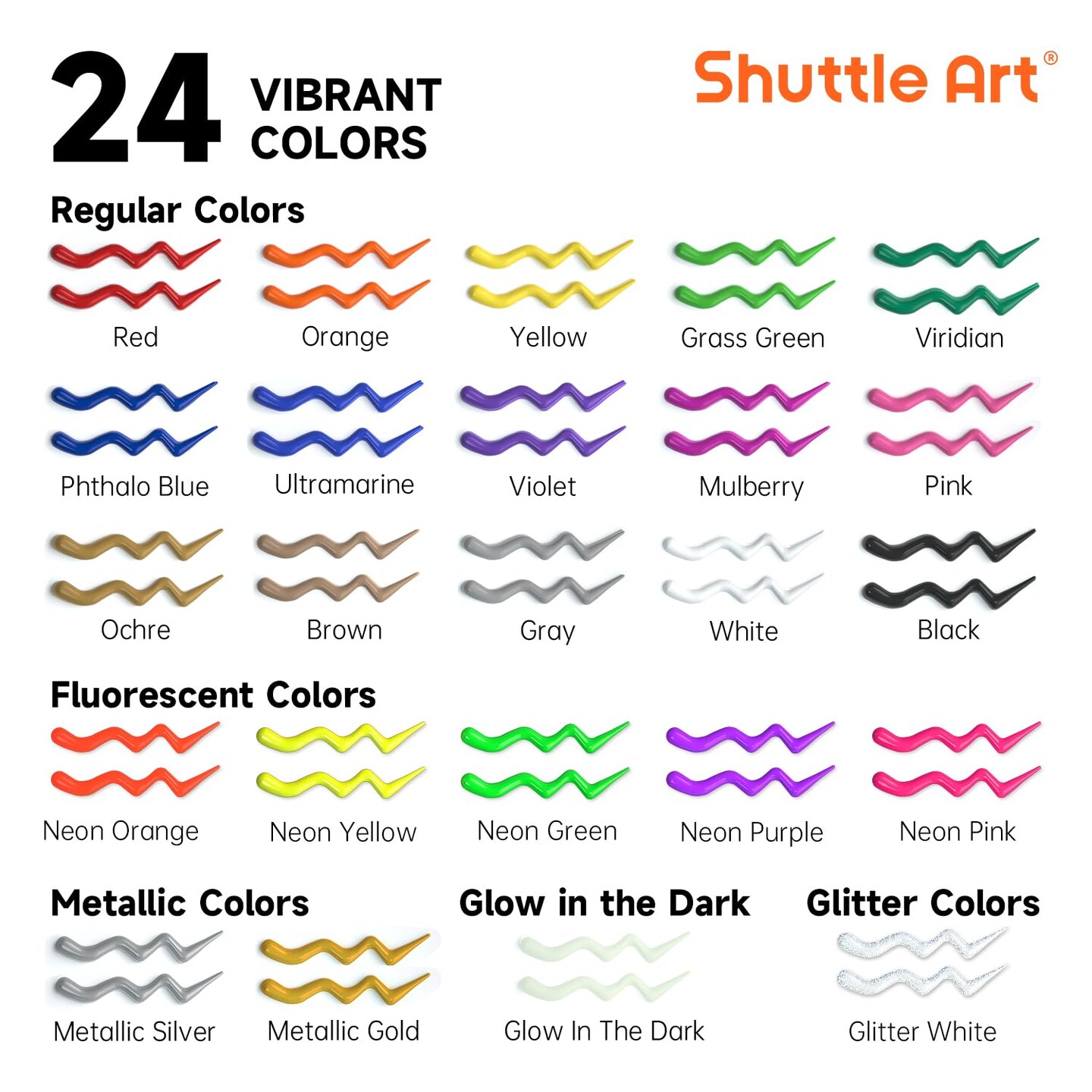 Fabric Paint, 24 Colors 3D Permanent Paint with Brushes Palette Pen Fabric Sheet Stencils, Glow in The Dark, Glitter, Metallic Colors for Textile Fabric T-shirt Jeans Glass