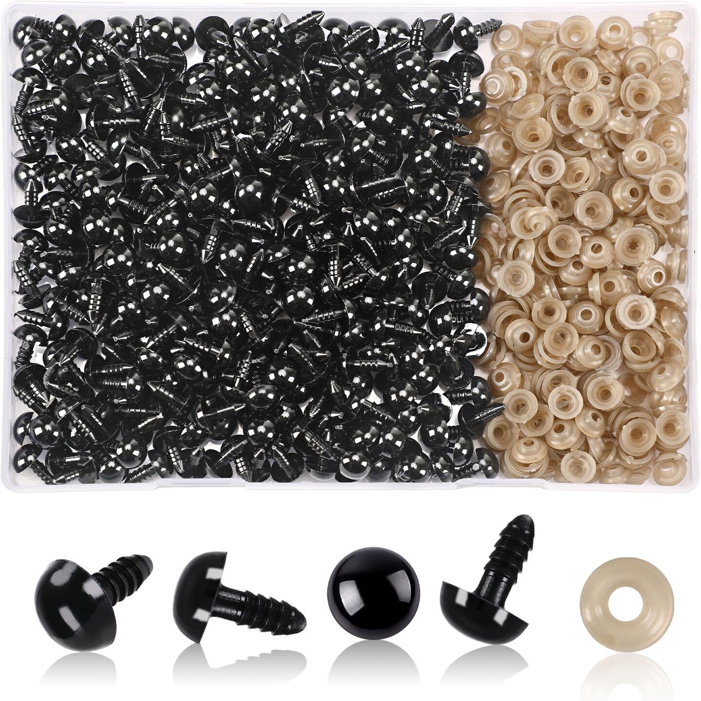 600 Pieces 10MM Safety Eyes with Washers Black Plastic Safety Eyes for Amigurumi Doll Crochet Eyes for DIY Crafts Stuffed Animals Making Supplies