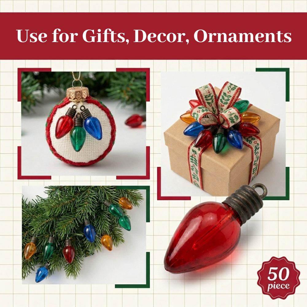Buttons Galore Vintage Christmas Light Buttons – 50-Piece Retro Holiday Craft & Sewing Embellishments, Translucent Bulb Buttons for DIY, Scrapbooking & Decorations