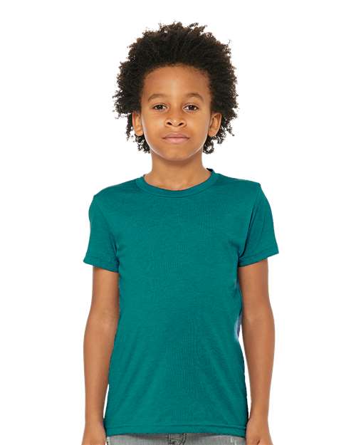 BELLA+CANVAS Slim Fit Youth Crew Neck Triblend Tee for Casual Wear, School Outfit & Everyday Comfort Kids Shirt