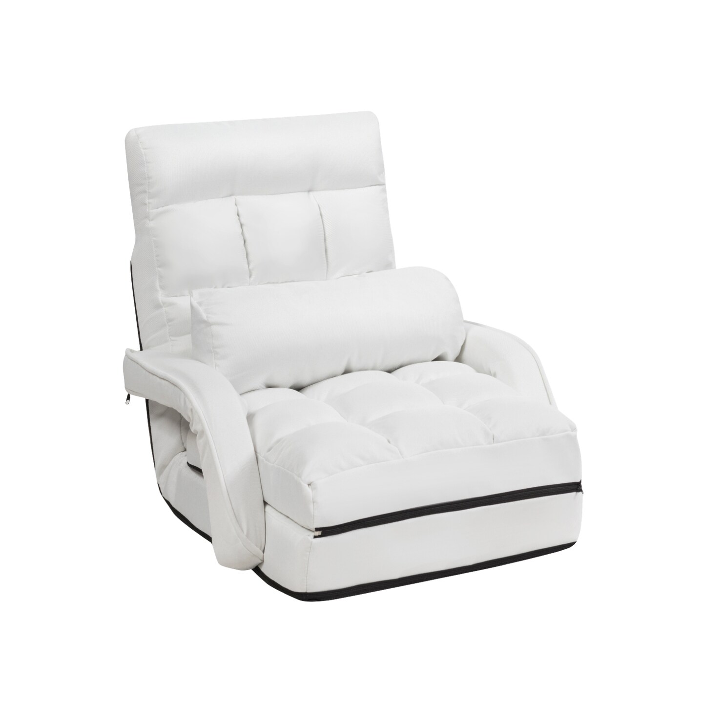 Modern Lazy Floor Sofa Chair Foldable Design with Linkage Armrests, Cushion Pillow, Durable Steel Frame Seating for Home, Office, Study Comfort