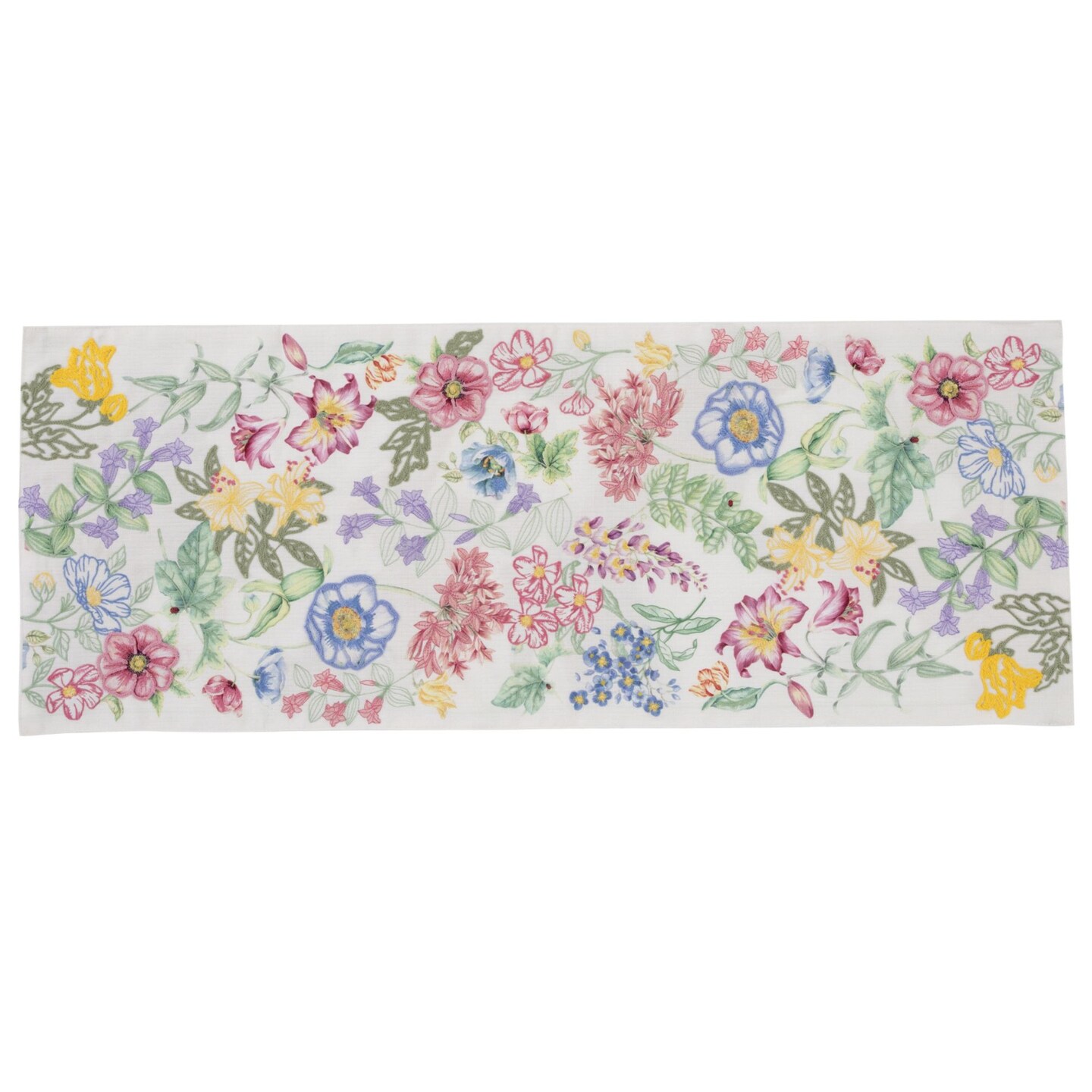 Lenox Butterfly Meadow Garden Embroidered Centerpiece, Multicolor - 14"W x 36"L