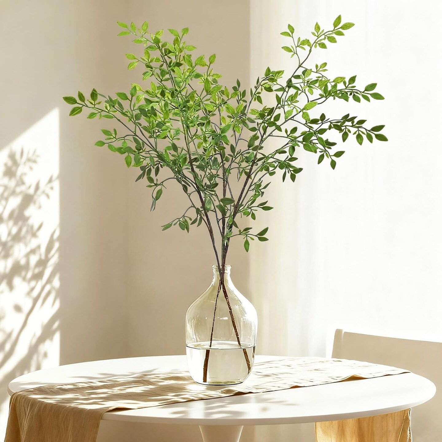 2 PCS Artificial Nandina Greenery Stems 43.3'' – Tall Faux Branches for Vase Filler, Home, Office & Wedding Decor