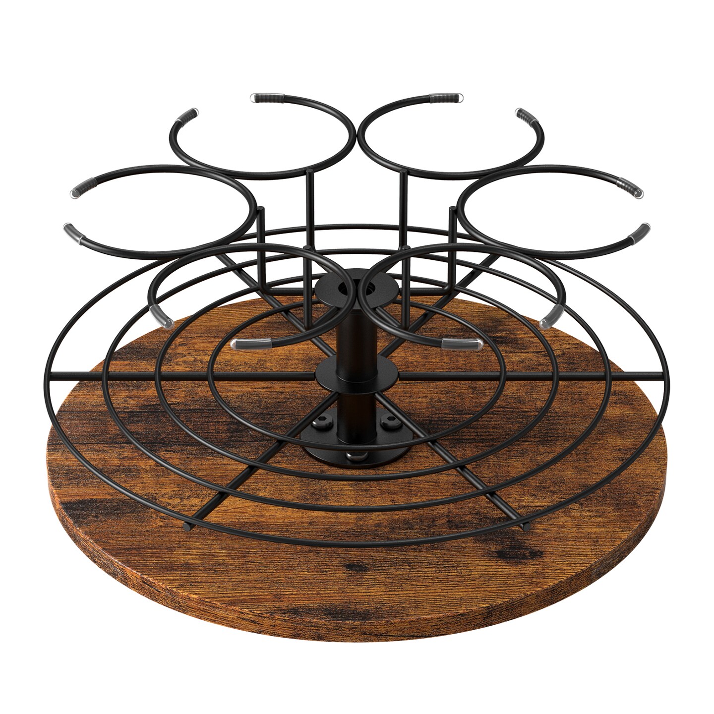 Tumbler Storage Organizer, Rotating 6-Cup Holder with Non-Slip Wooden Base for Stanley Cups