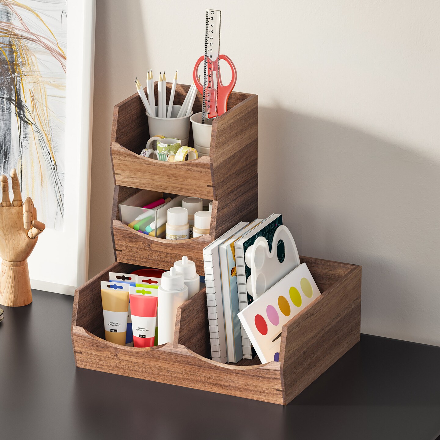 CHIC シック・オーガニゼイション・ボックス・セット 4枚組 Seville Classics 4-Piece Stackable Acacia Bin Set, Size: 3 piece