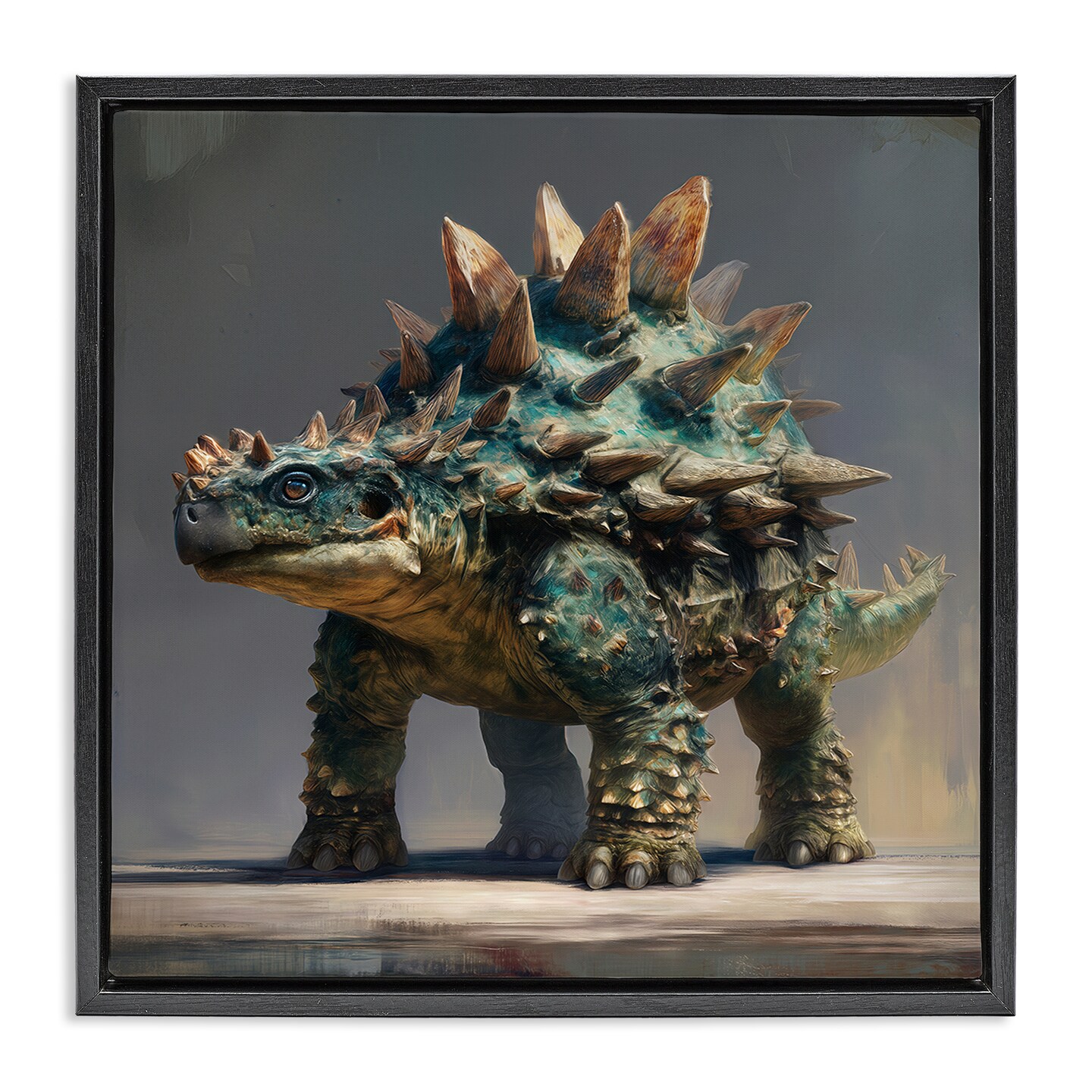 Stupell Industries Prehistoric Ankylosaurus Portrait Floating Frame, design by Wumples