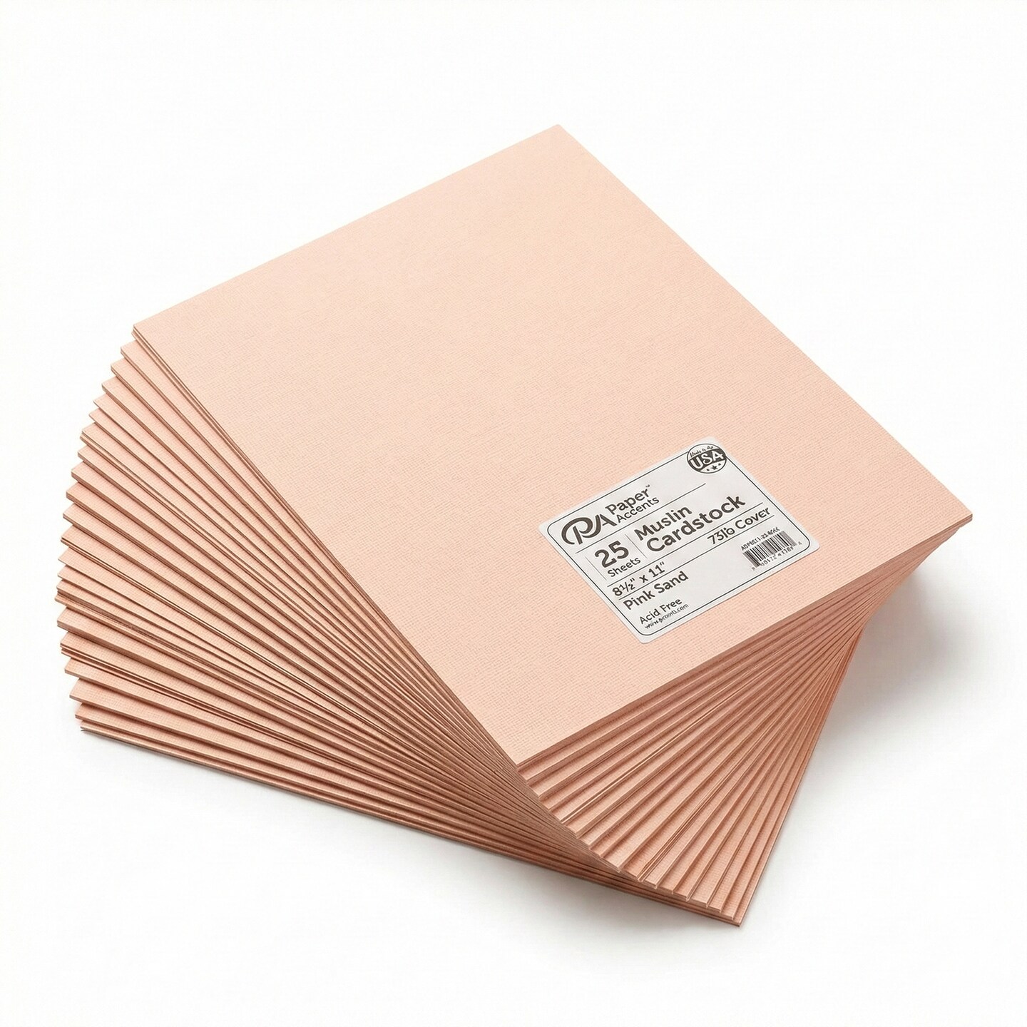 Paper Accents Heavy Cardstock Paper 8.5 x 11 Inch Muslin Pink Sand, 73 lb Acid Free Archival Textured Cardstock for Scrapbooking, Card Making and Stamping, 25 Pack