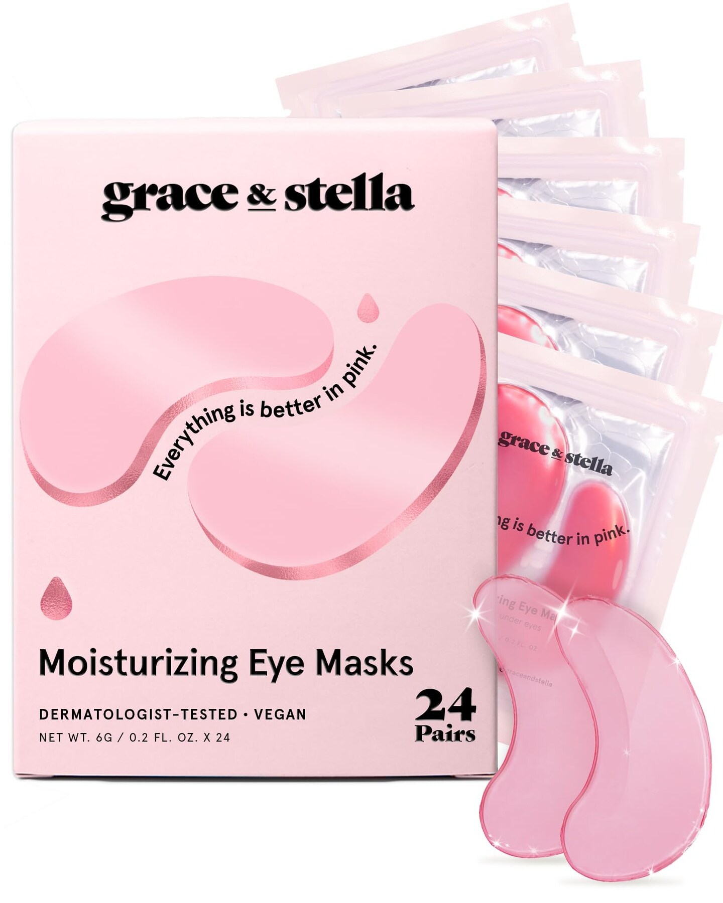 Award Winning Under Eye Mask - Mothers Day Gifts for Women - Reduce Dark Circles, Puffy Eyes, Wrinkles, Under Eye Patches - Bachelorette Gifts for Bride - Vegan (24 Pairs, Pink)