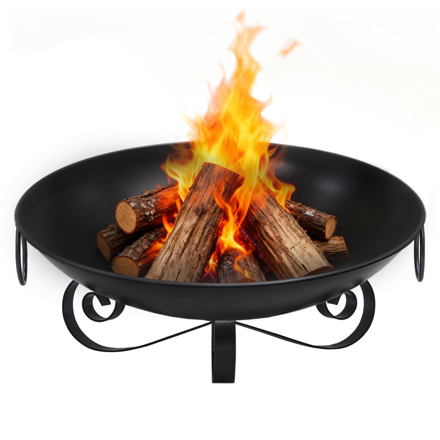 Heavy Duty Outdoor Fire Pit 24 Inch Metal Fire Bowl with High Heat Finish, Portable Wood Burning Firepit for Garden, Patio, Camping, Parties