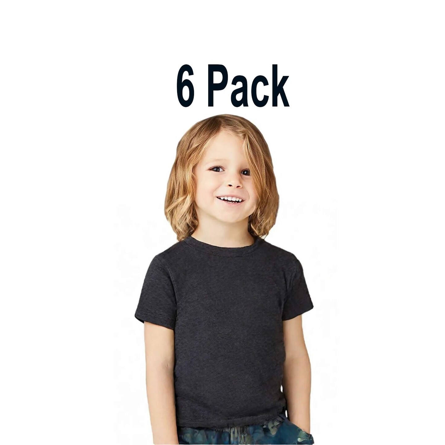 6 Pack: BELLA + CANVAS Toddler Triblend Crewneck Short Sleeve T-Shirt for Play, Casual & Everyday Wear