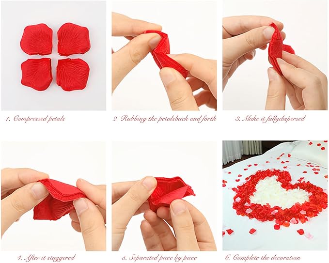 2000Pieces Rose Petals, Artificial Flower Petals Fake Rose Petals Silk Red Rose Petals for Romantic Night,Wedding,Proposal Anniversary Flower Decorations