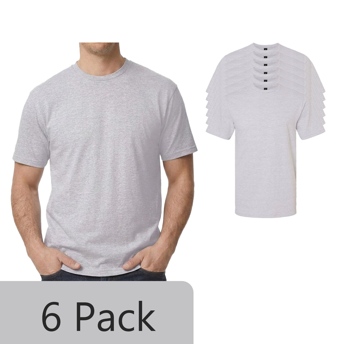 Gildan Softstyle Midweight T-Shirt Bundle, Sport Grey Unisex Short Sleeve Crewneck Blanks for DIY Printing