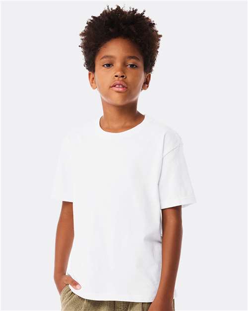 BELLA + CANVAS Youth 6 oz Heavyweight Crewneck Short Sleeve Durable Cotton T-Shirt for Everyday Wear