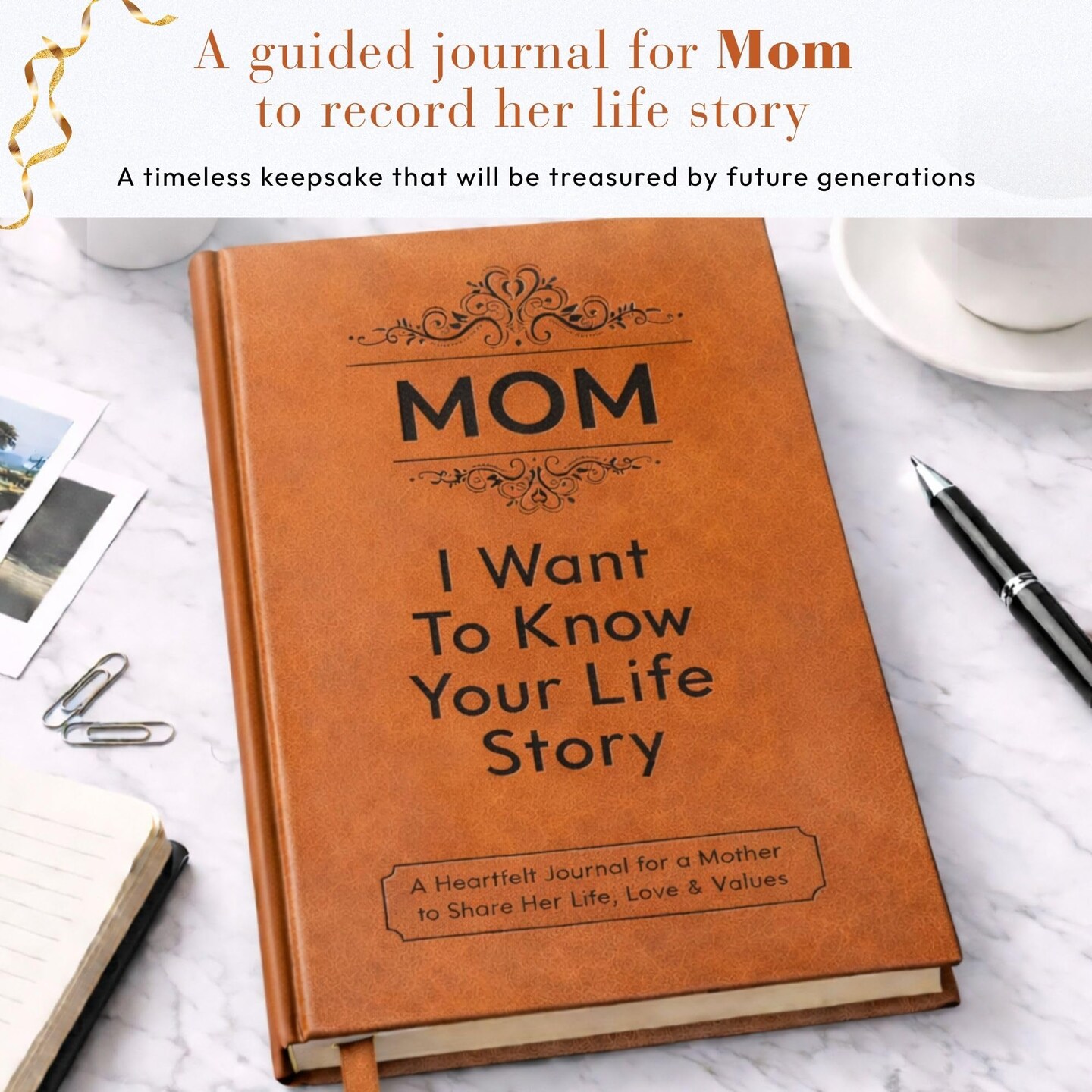 Gift for Mom: I Want to Know Your Life Story Leather Journal (Hardcover): Sentimental Keepsake for Mother‘s Day, Birthday, and Christmas, Guided Life Story Book with 300+ Prompt Questions, Perfect Gifts from Daughter/Son