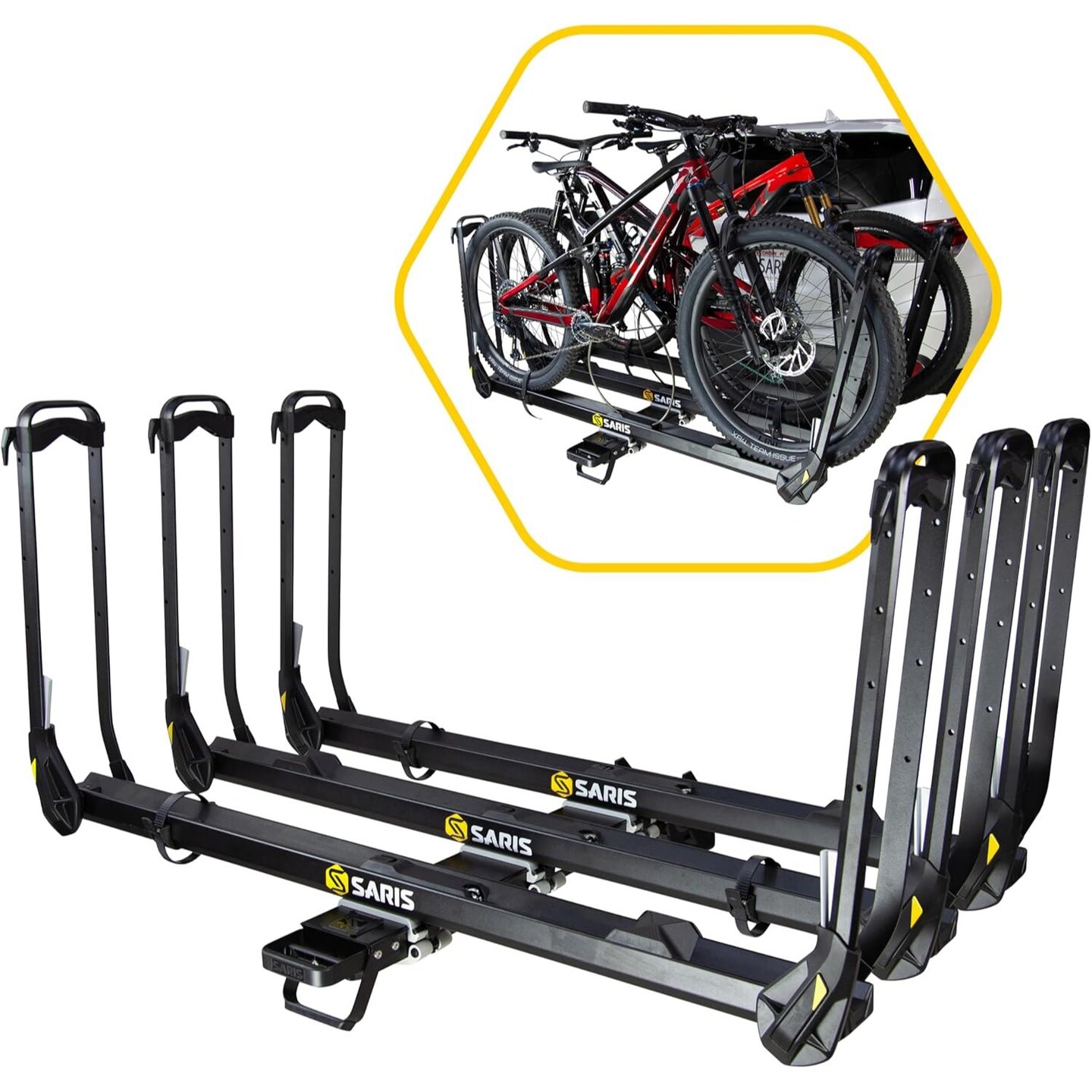 Saris MHS Modular Hitch Bike Rack System for Cars SUVs and Trucks Holds ...