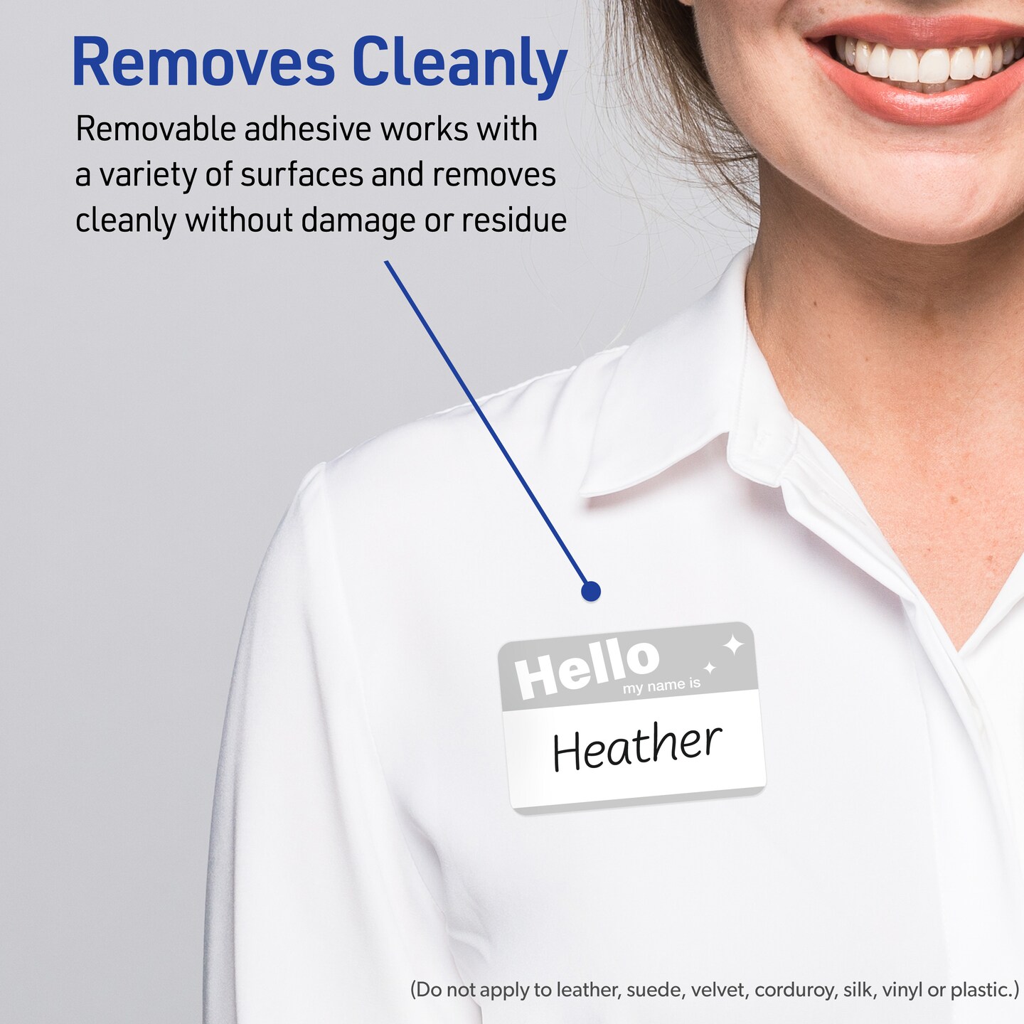 Avery Printable Adhesive Name Tags, 2-1/3" x 3-3/8", Matte White, Pre-printed Metallic Silver Hello My Name Is Design, Laser & Inkjet Compatible, 160 Total
