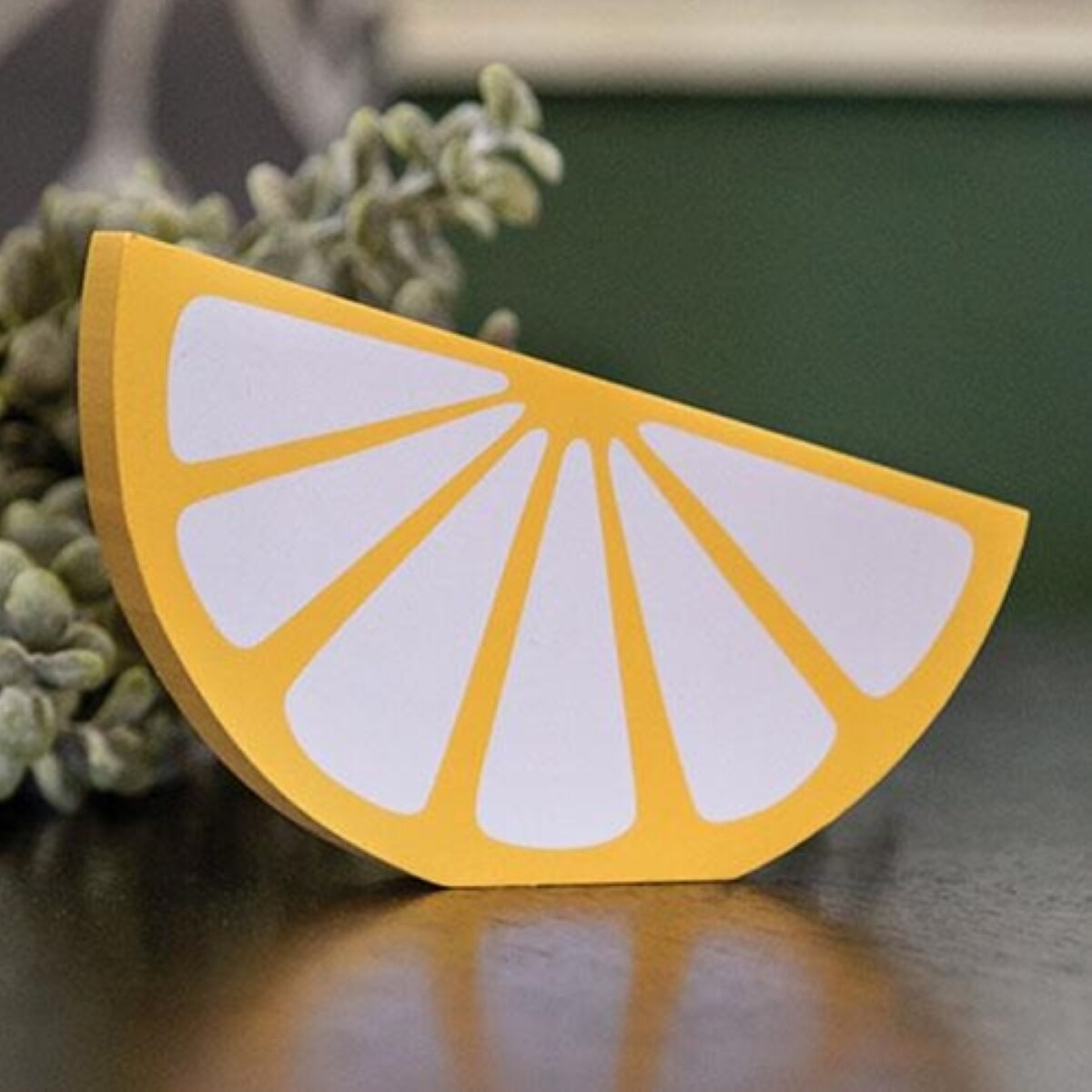 Decorative Lemon Slice Sitter Wooden Bright Yellow Fruit Accent Home Shelf Decor Set Of 4