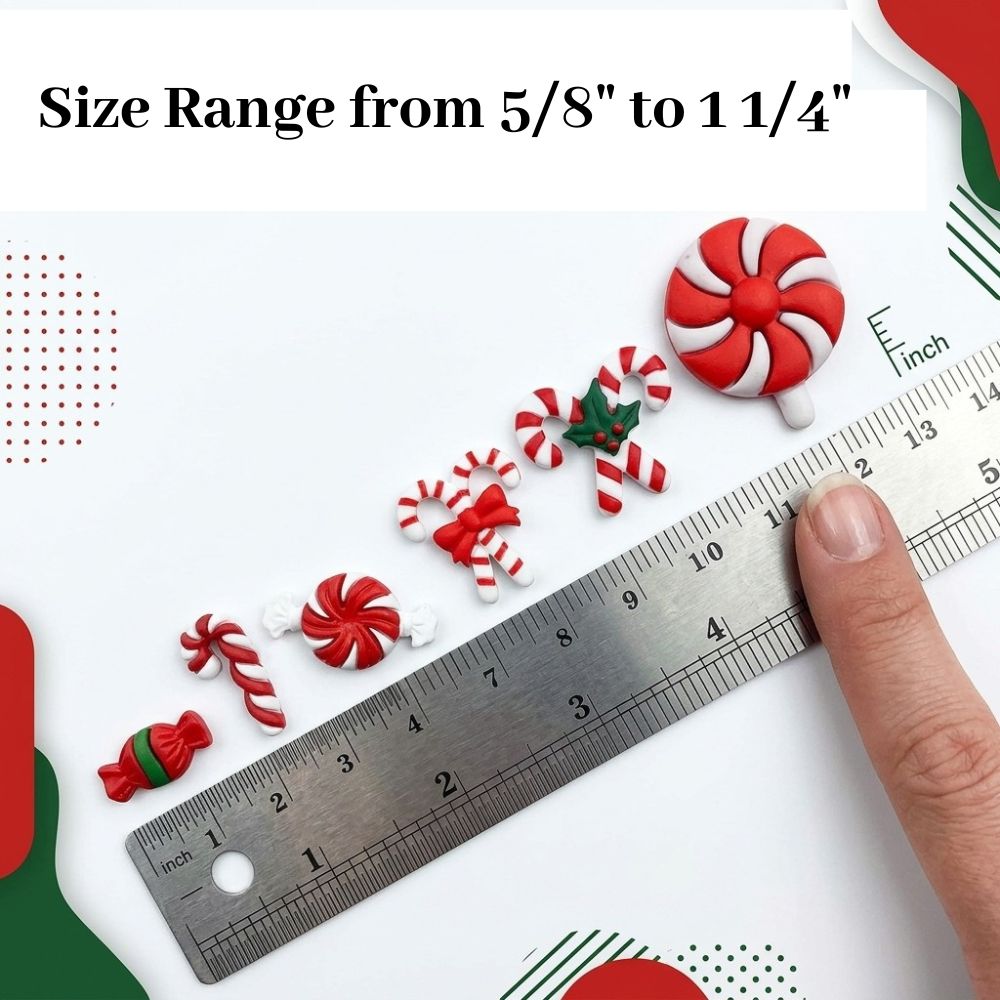 Buttons Galore Candy Cane and Christmas Button Super Value Pack for DIY Craft and Sewing Projects