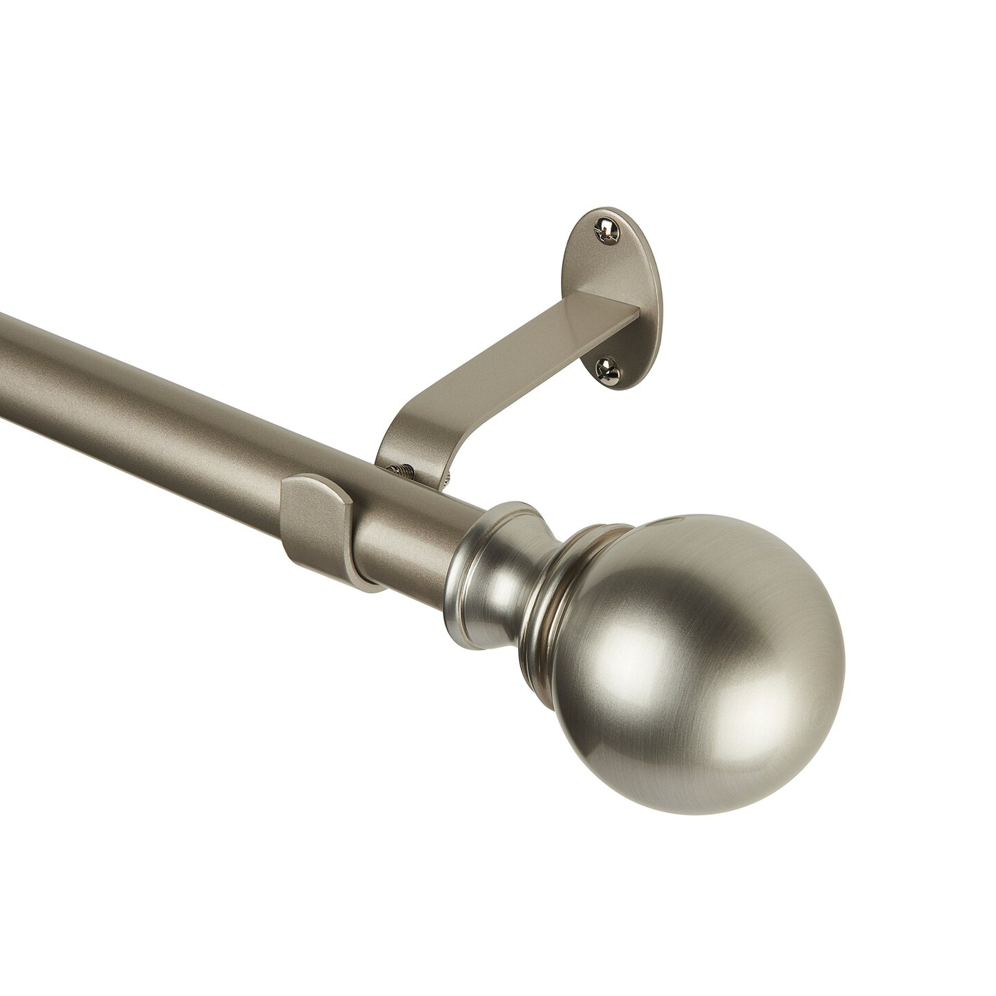 Threadmade Home Cordelia Single Curtain Rod with Globe Ball Finial, Polished Nickel - 48"W x 86"L