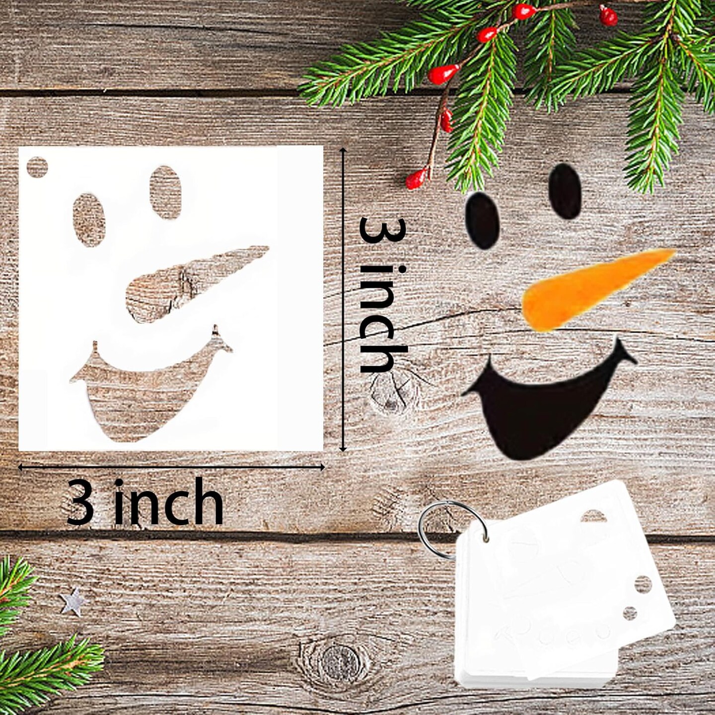 36-Piece Christmas Snowman Face Stencils – Reusable Small Ornament Templates for Painting on Wood, Wall, Home Decor, and Holiday Crafts (3 Designs)