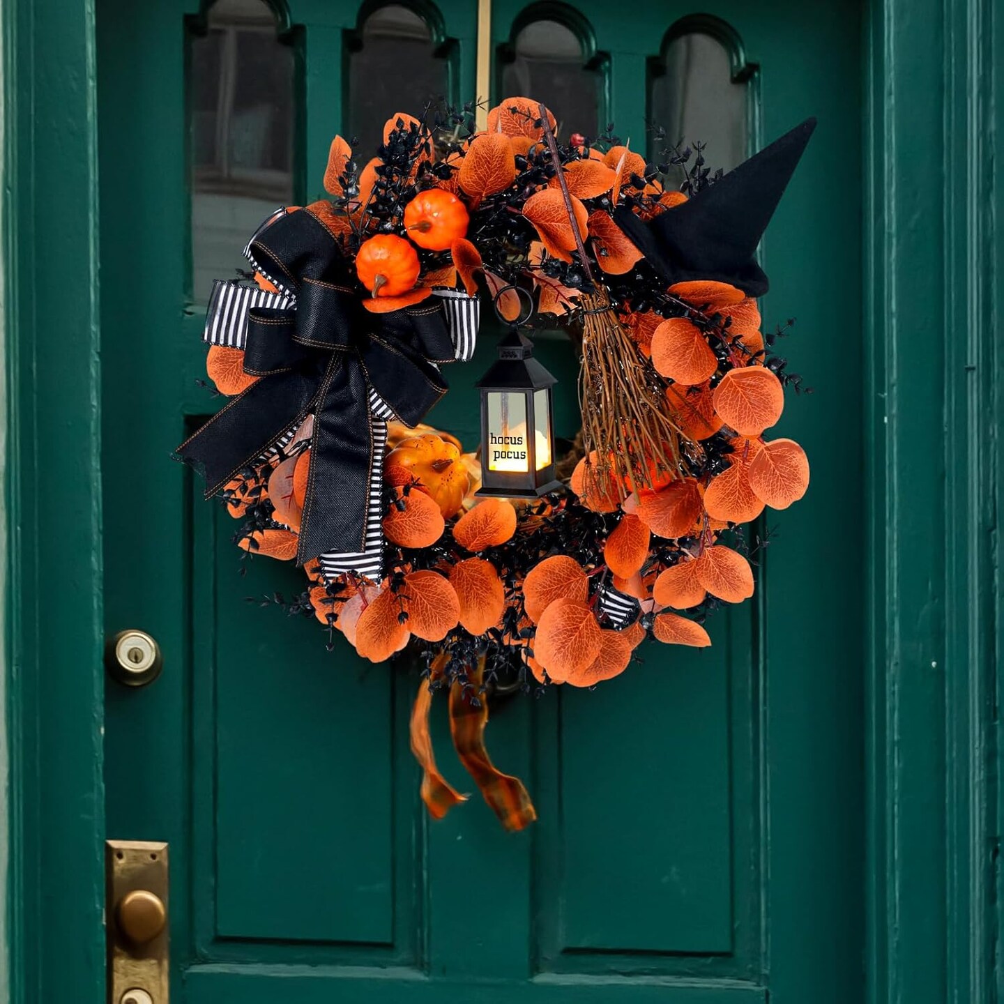 Halloween Wreath for Front Door with Light