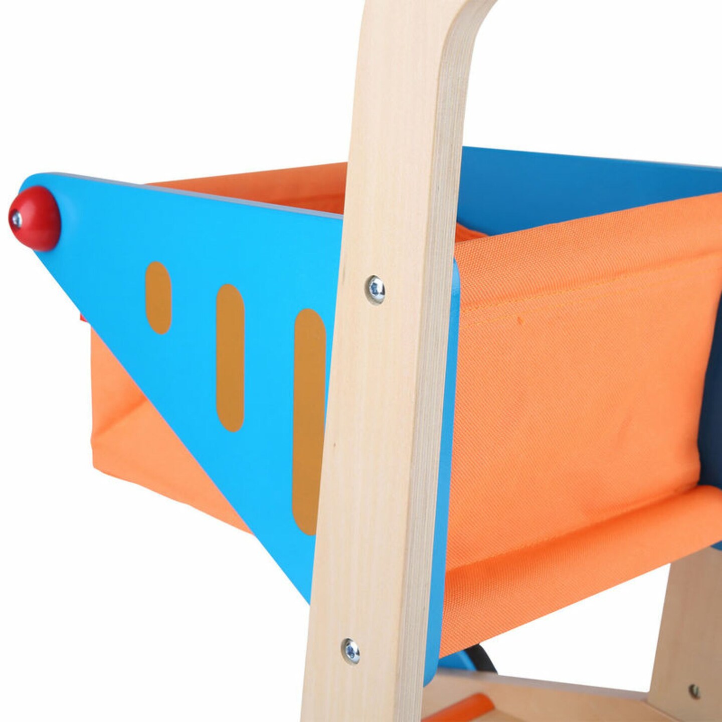 Hape Wooden Shopping Cart in Orange &#x26; Blue, Kids Pretend Play Toy