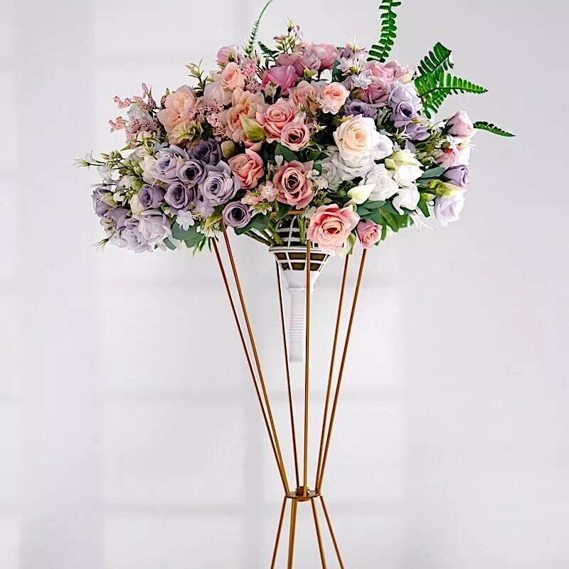 27" Gold Reversible Geometric Metal Flower Stands Pedestals Centerpieces Party