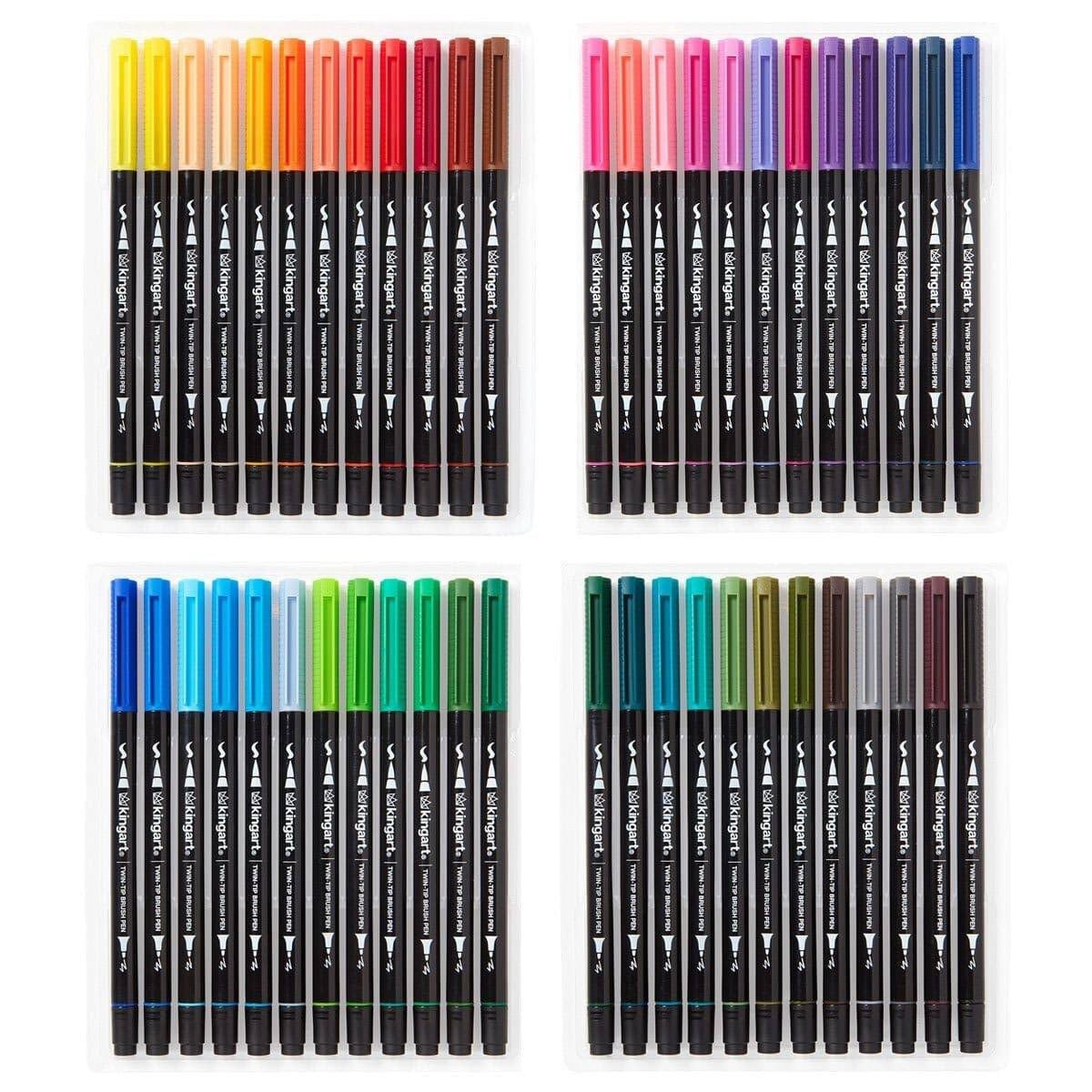 KINGART&#xAE; PRO Twin-Tip&#x2122; 445 Series Brush Pen Art Markers, Set of 48 Unique &#x26; Vivid Colors