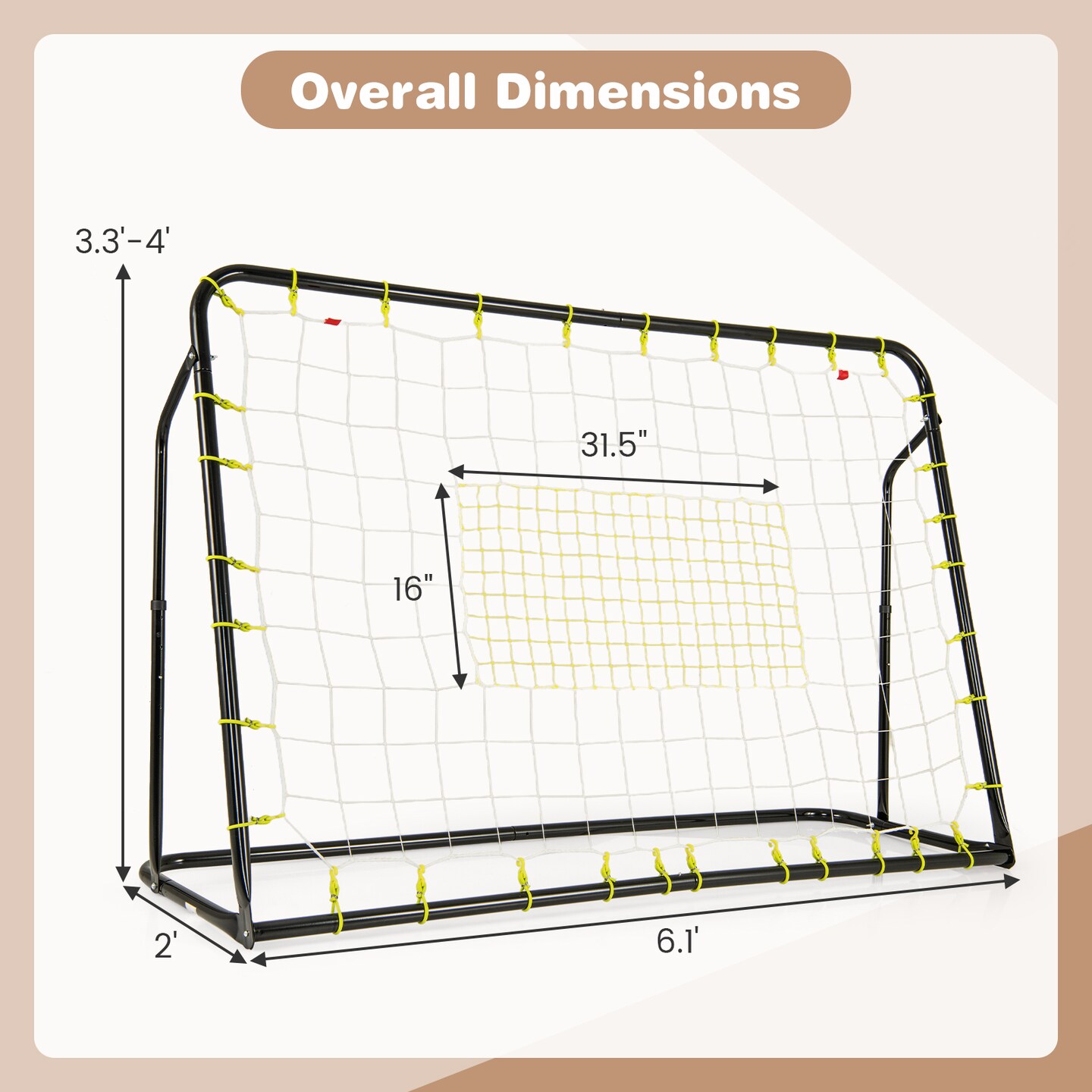 2-in-1 Kids Soccer Goal Set with Adjustable Height and Metal Pipes Ideal for Outdoor Use