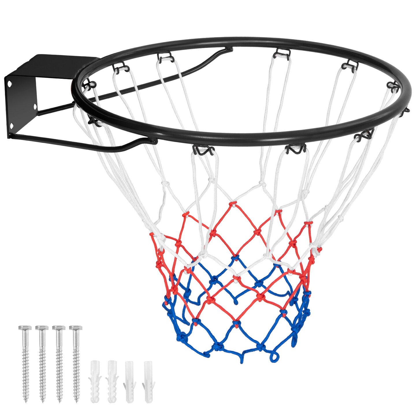 15 Inch Basketball Rim Goal Replacement with All Weather Net and Metal Pipes Perfect for Indoor or Outdoor