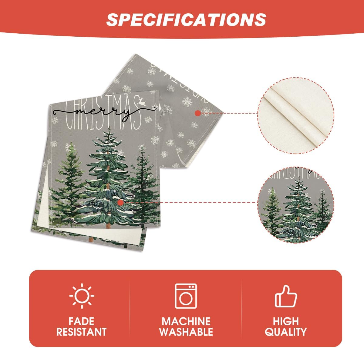 Pine Tree Snowflake Merry Christmas Table Runner, Seasonal Winter Xmas Holiday Kitchen Dining Table Decoration for Indoor Outdoor Home Party Decor 13 x 72 Inch