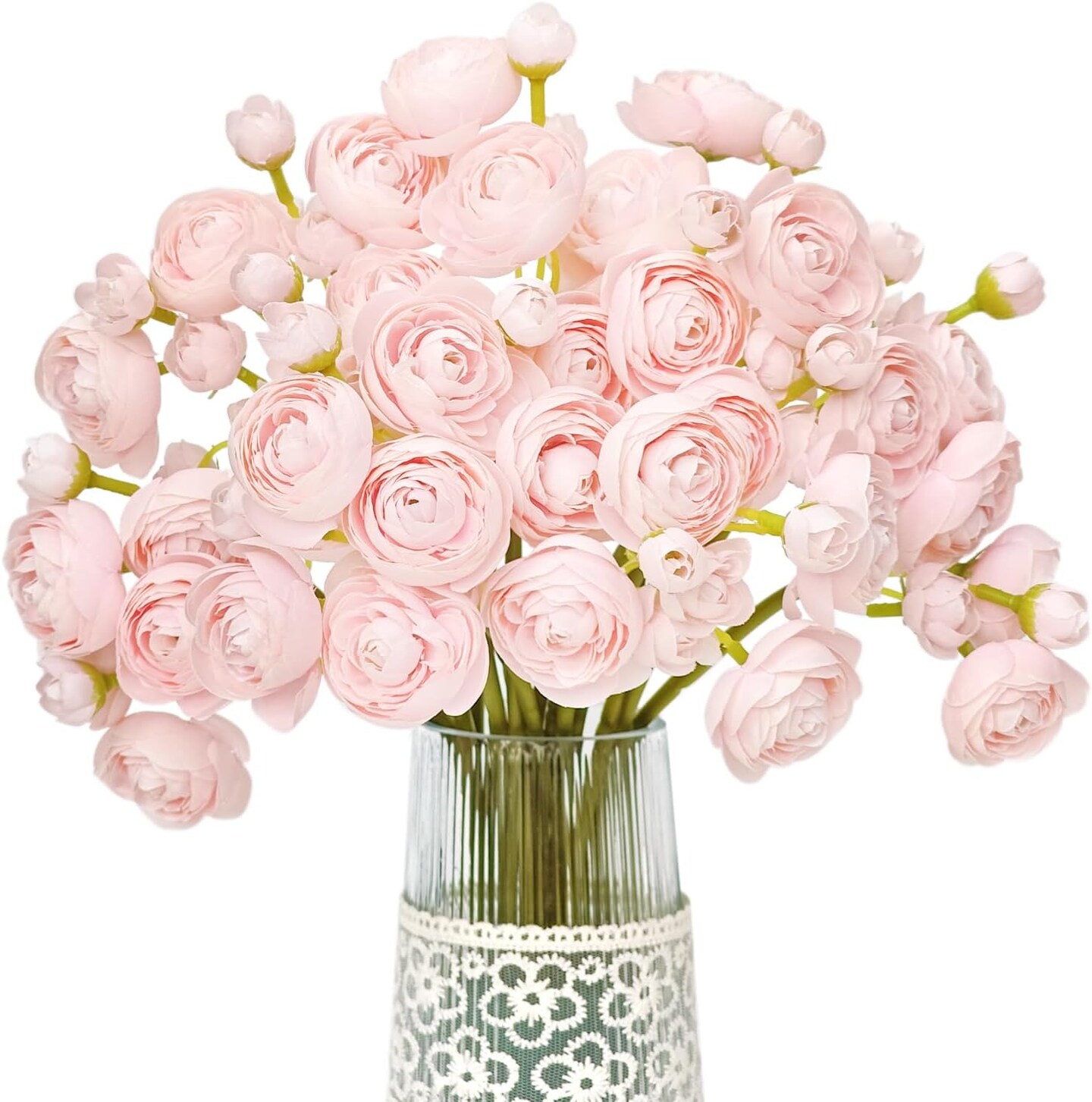 18PCS Pink Ranunculus Artificial Flowers – Silk Faux Flowers for Wedding Bouquets, Engagement Centerpieces, Bridal Shower, DIY Floral Arrangements & Home Decor