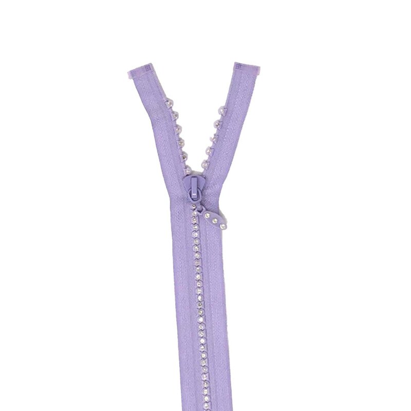 Purple Rhinestone Zipper 12 Inch Plastic Open Bottom