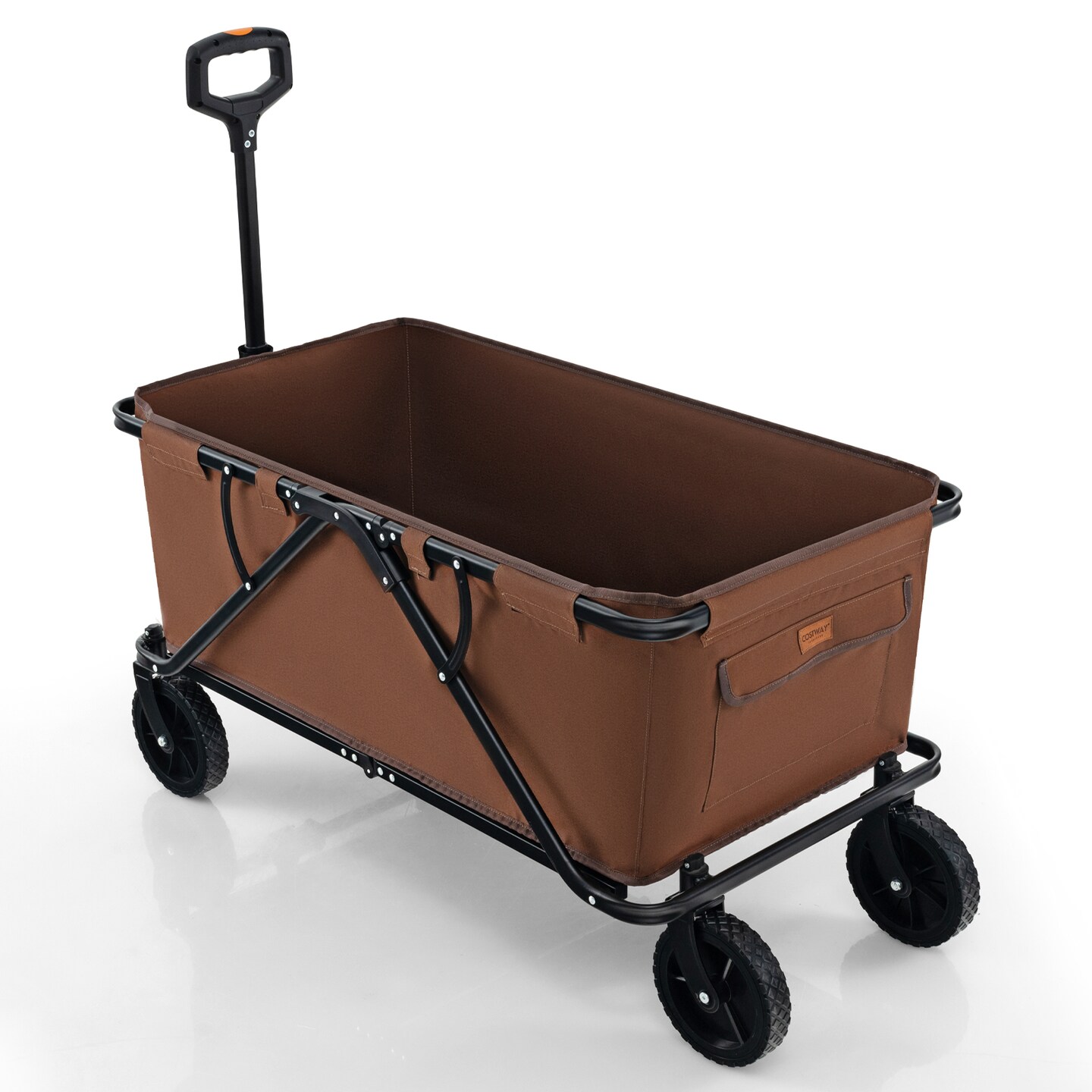 Metal Folding Utility Wagon Cart with Adjustable Handle and Wheels