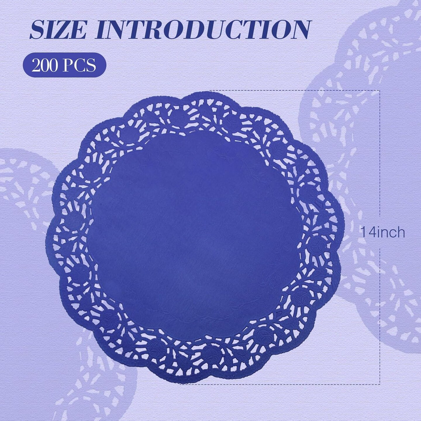 200 Pcs Doilies Paper Doilies Lace Paper Doilies Disposable Foil Lace Paper Doilies Placemats Doily Paper Pad Paper Placemats for Cakes Crafts Party Wedding Decor (Dark Blue)