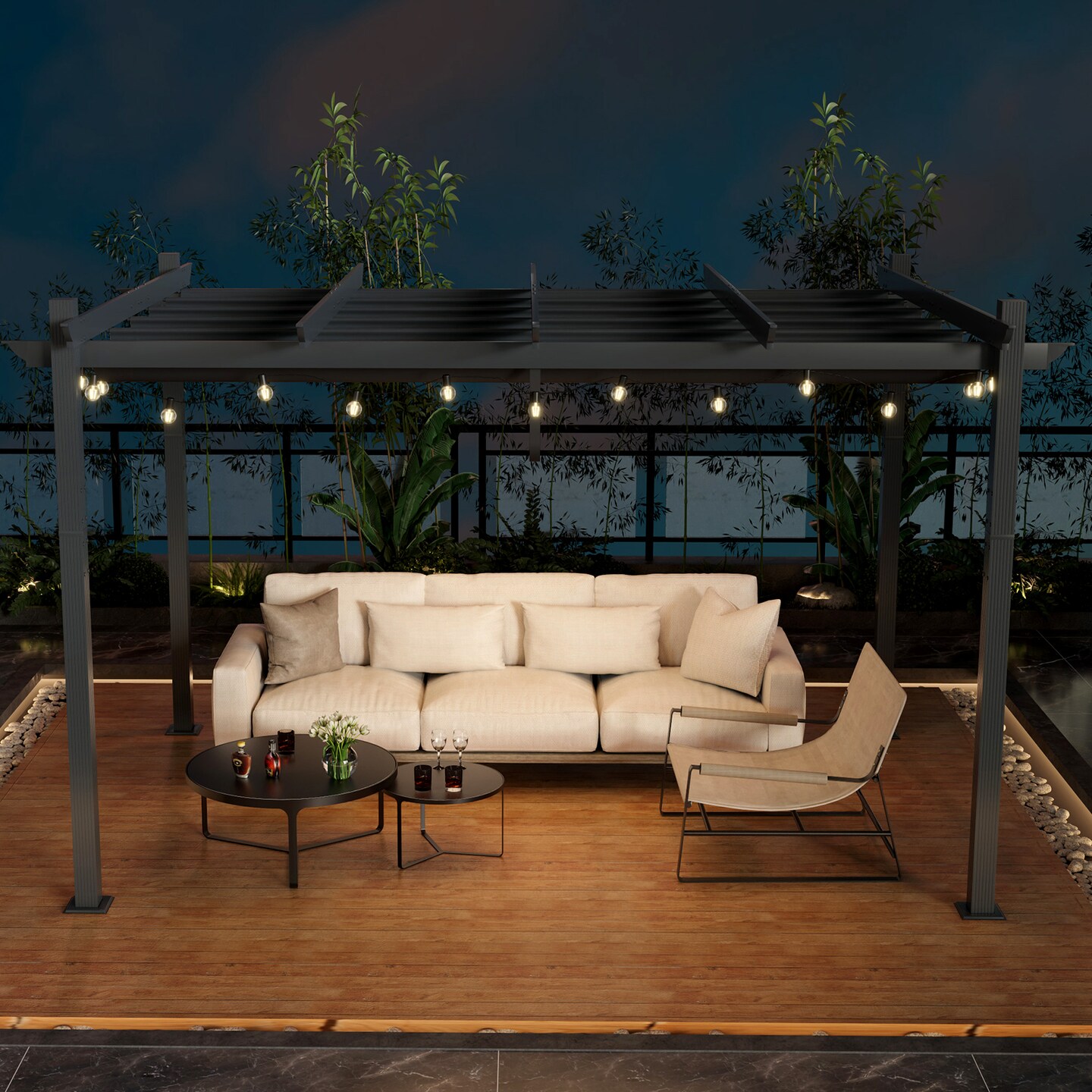 Retractable Pergola with Aluminum Frame and Sun Shelter